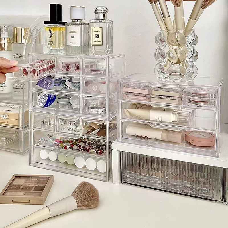 Picture of Transparent 357 Palace Dust-proof Drawer-type Storage Box Stationery Jewelry Seven Palace Cosmetic Storage Rack