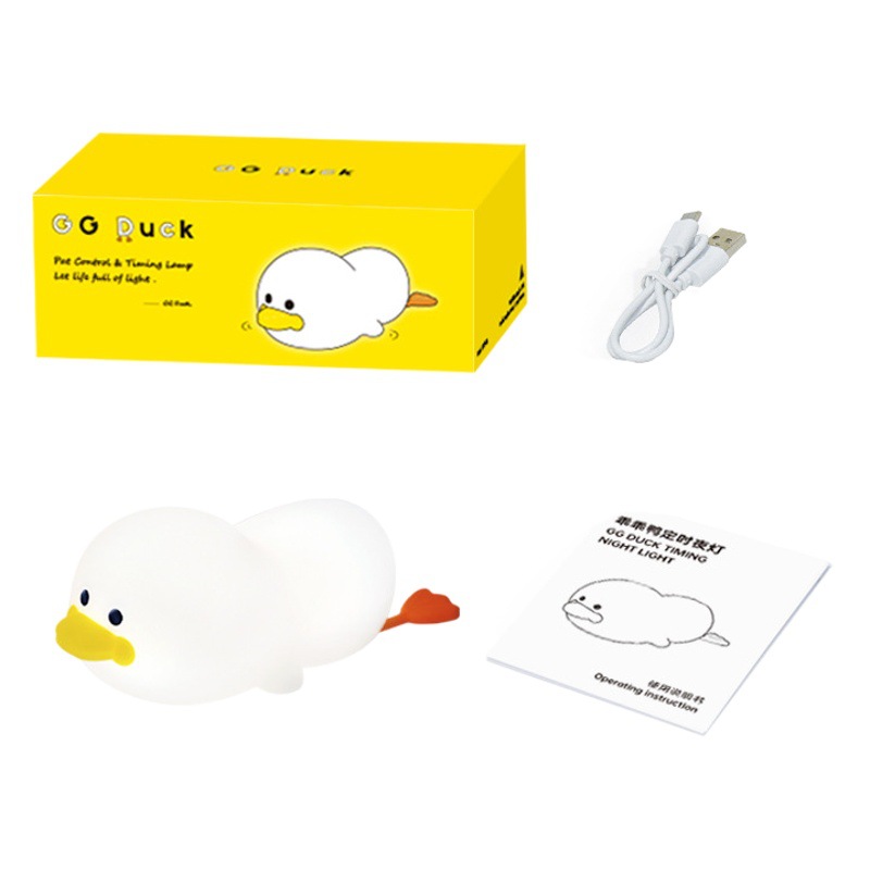 Cross-border creative Darling duck Pat silicone night light cartoon charging LED feeding atmosphere colorful lights with remote control