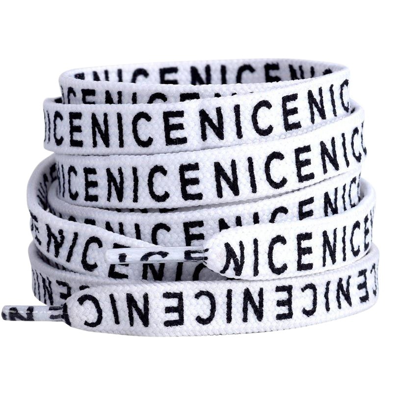 Printed shoelace color letter printing fashion personality trend flat sports canvas small white shoes shoe rope black white