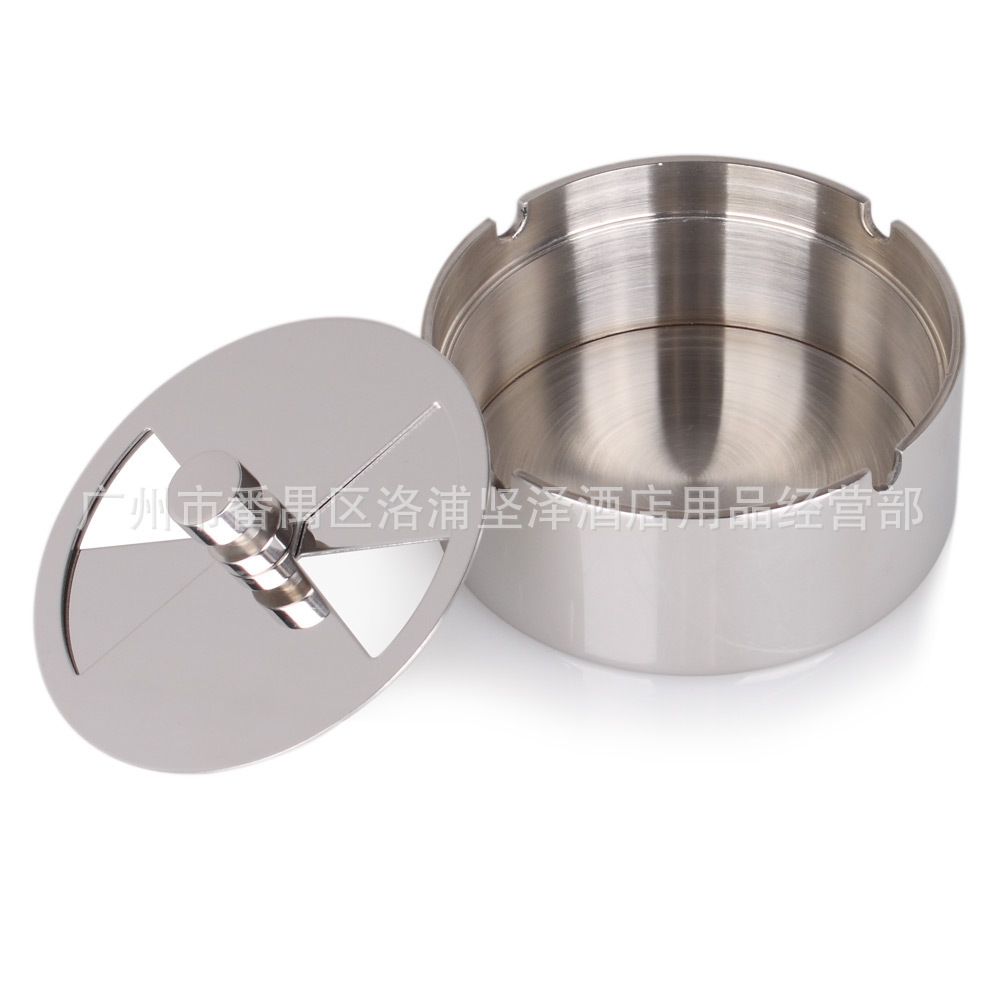 Picture of [Small] high-grade thick stainless steel rotating ashtray rotating windproof ashtray rotating cover can be sealed