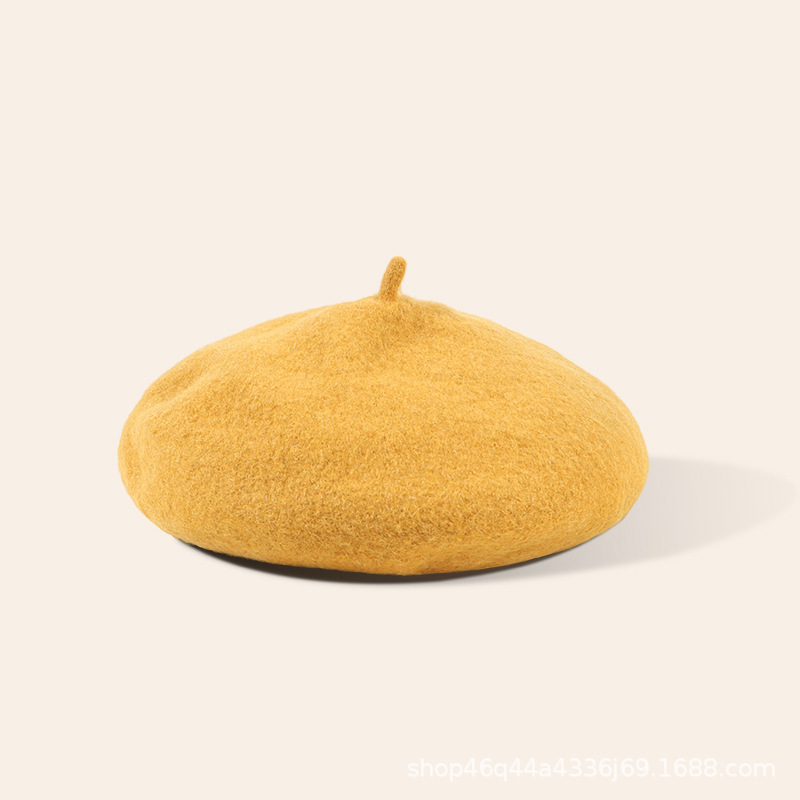 Picture of New Year Autumn and Winter Red Woolen Beret Fashionable Warm Girls Painter Hat Children's Parent-Child Winter Hat Women