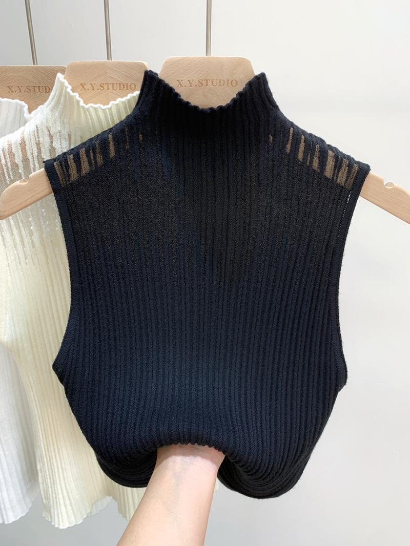 Picture of Sexy half turtleneck camisole women's summer undershirt outer knitted sweater sleeveless top 1688 wholesale