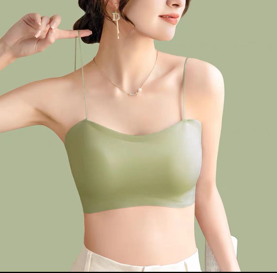 Picture of Sling Small Vest Women's Ice Silk Beautiful Back Underwear with Chest Pad One-piece Bra Summer Thin Inner Top Tube Top Outer Wear