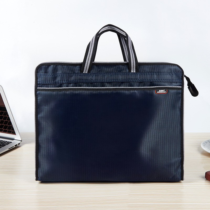 Picture of Briefcase Canvas File Bag Zipper Bag File Bag Waterproof Handbag Oxford Cloth Storage Business Office
