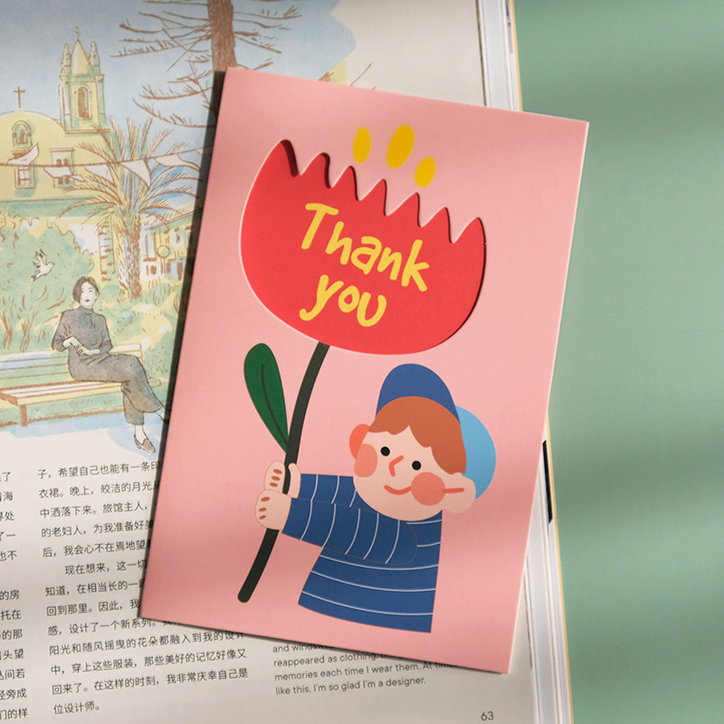 Picture of Boys and Girls Flowers Thanksgiving Card Cross Border Card thankyou Thank You Card Mid-Autumn Festival Christmas Card