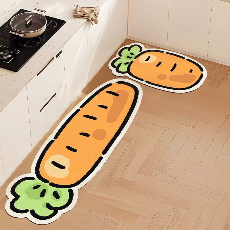 Carrot Diatom Mud Mat Kitchen Carpet Bathroom Door Absorbent Non-slip Foot Mat Bathroom Quick-drying Mat in stock