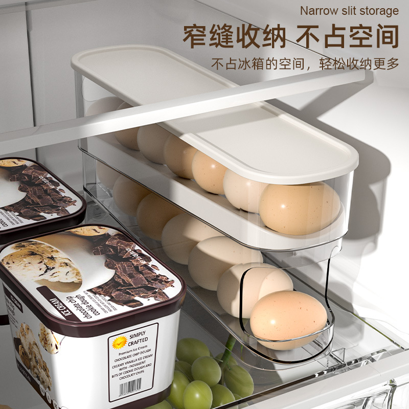 Picture of Household Slide Egg Box Refrigerator Side Door Special Automatic Egg Roller Kitchen Countertop Anti-drop Egg Storage Box