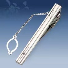 Picture of Metal tie clip men's suit chain 140 simple flower type business atmosphere with drill tie clip