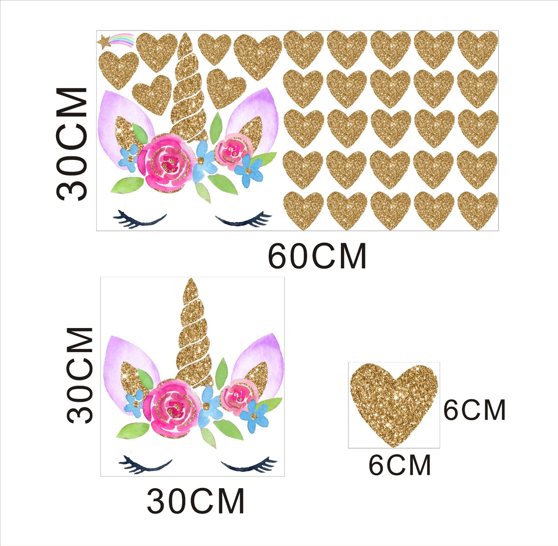 Picture of Kunshang Cross-border New Golden Unicorn Wall Stickers Cross-border Source Living Room Bedroom Children's Room Decorative Painting KS6629