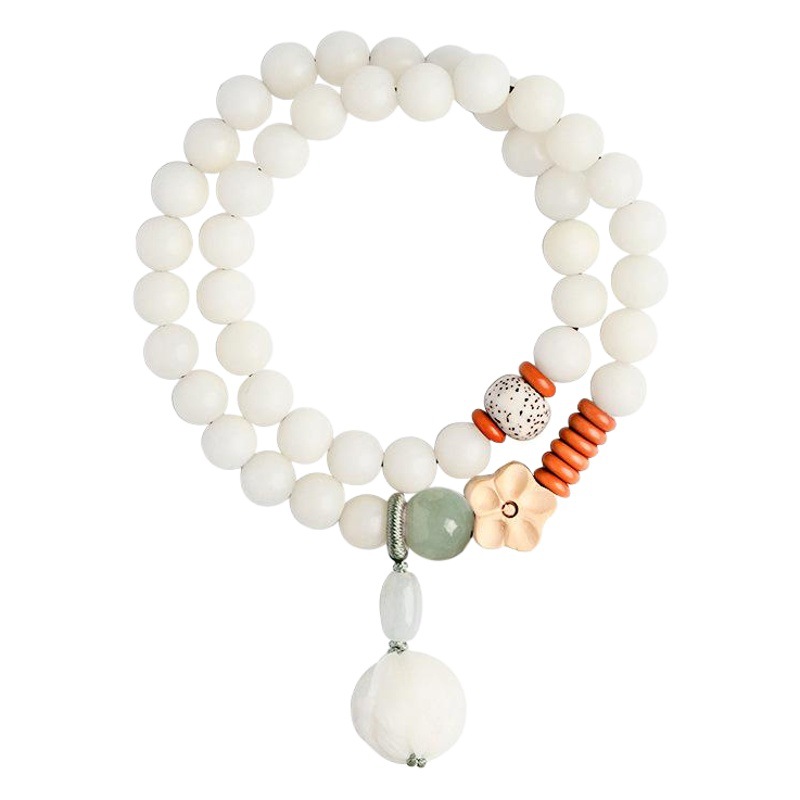 White Jade Bodhi Root Bracelet Bodhi Bracelet Lotus Mobile Phone Hanging Rope Chain Chinese Style Artistic Fresh Jewelry for Women