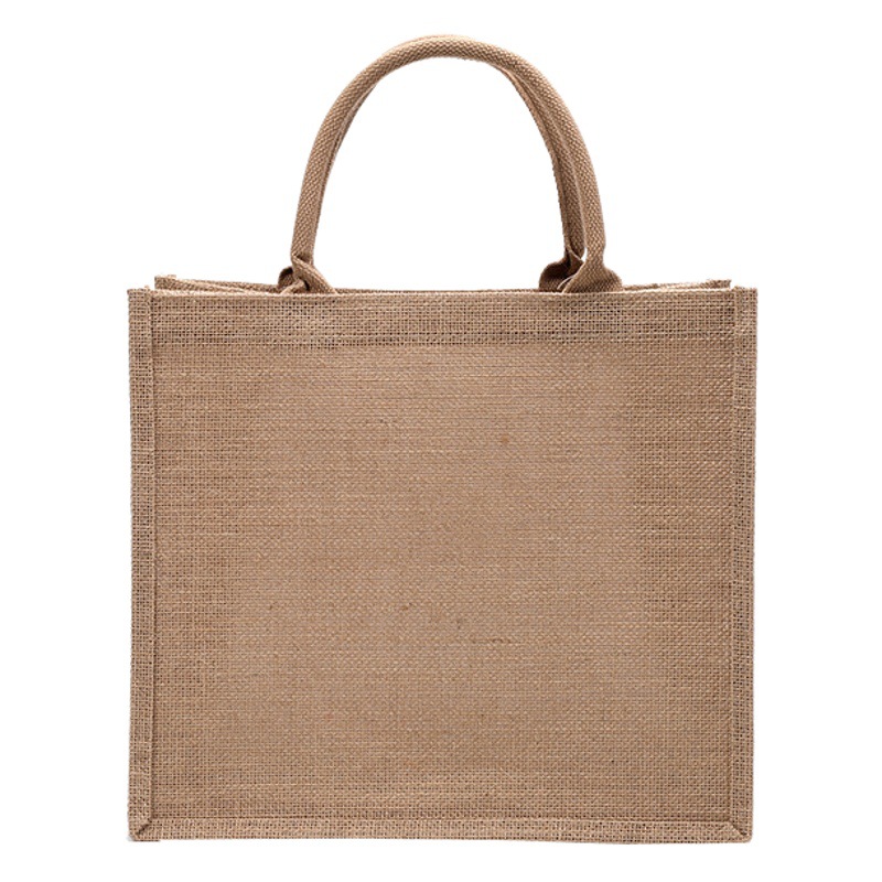 New double plastic film waterproof handbag without printing blank hand gift embroidered letter linen bag wholesale