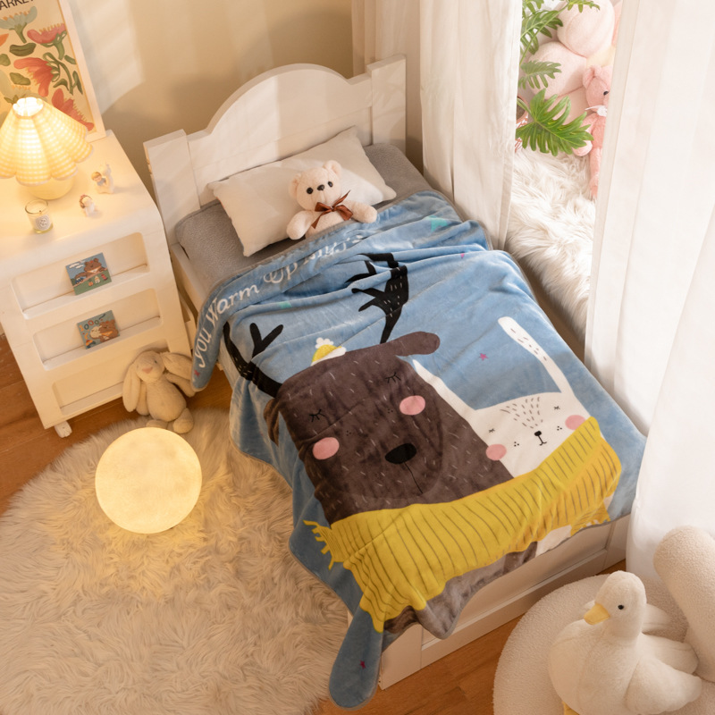 Picture of Children's Blanket Kindergarten Spring and Autumn Baby Coral Fleece Blanket Spring and Summer Single Layer Thin Blanket Office Nap
