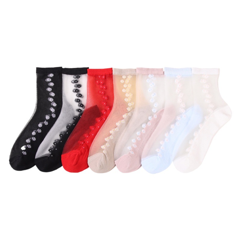 Wanda fashionable breathable Crystal Silk mid-calf length socks Japanese glass stockings transparent socks crystal silk socks wholesale