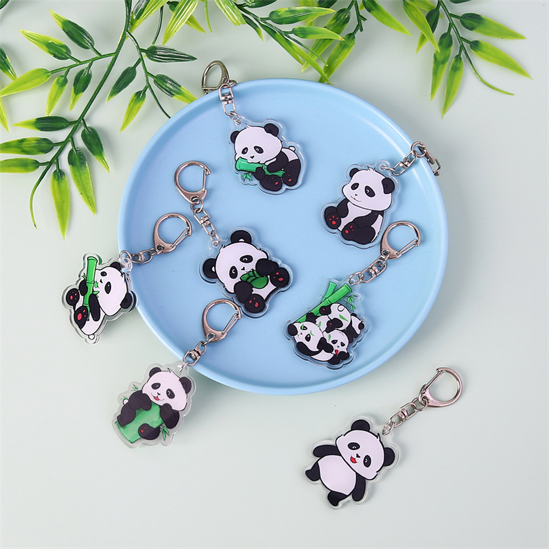 Picture of Cartoon panda keychain acrylic pendant student holiday small gift decoration ornaments cute key chain accessories