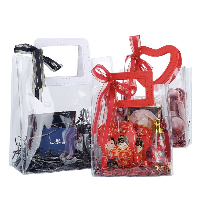 pvc handbag birthday gift transparent gift bag gift bag wedding candy box can be customized logo