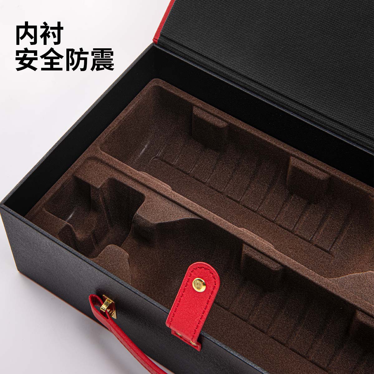 Picture of Red Wine Box Double Pack Leather Box Printed LOGO High-grade Wine Gift Box Packaging Box Universal 2 Red Wine Empty Boxes