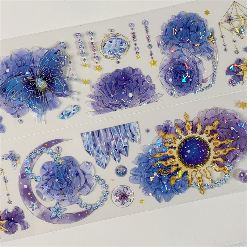 Flow hemp hand account tape flower shell light waterproof sticker PET collage decorative material hand account collage sticker