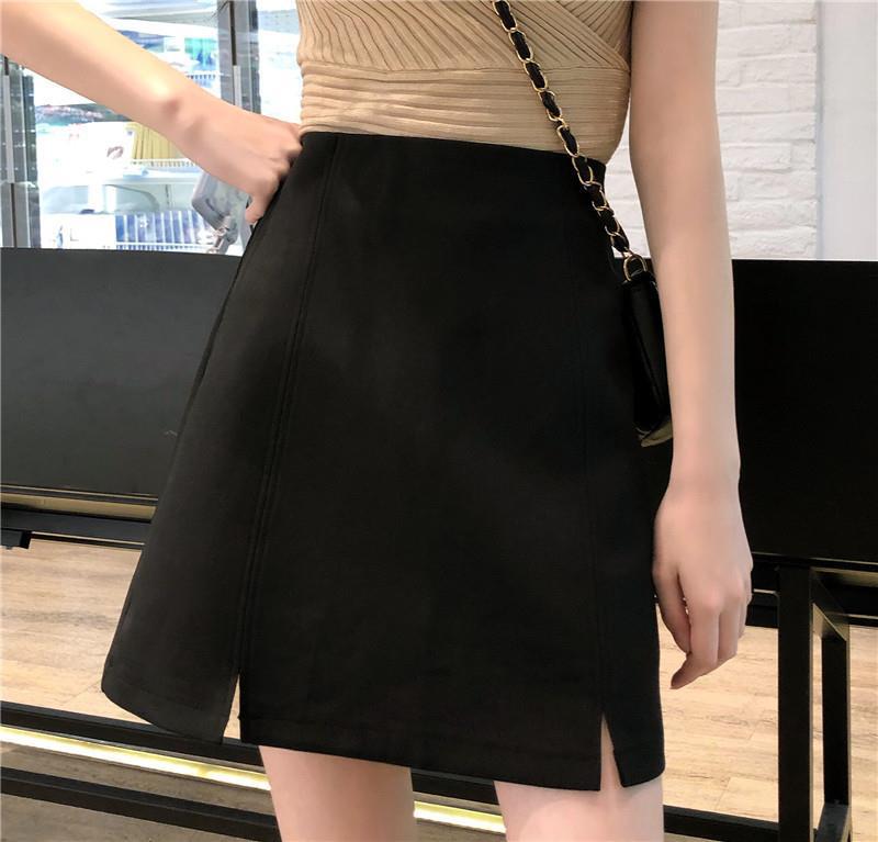 xs Small Double Split Short Skirt Pants Skirt High Waist A- Shaped Hip Black Skirt 2022 New Fashion Women's Summer