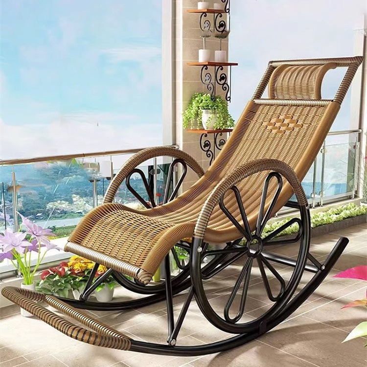 Lazy Rocking Chair for Home Use, Adult Sofa Chair for Living Room, Elderly Nap Rattan Chair, Leisure Chair for Balcony, Reclining Chair with Direct Delivery