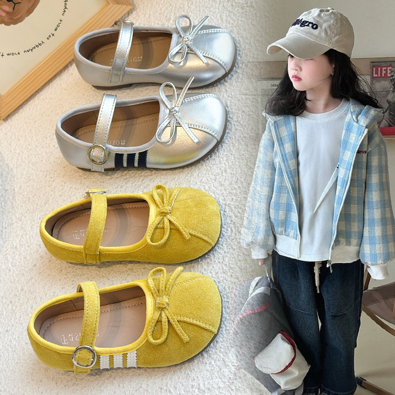 Girls' leather shoes, 2025 spring/autumn new children's shoes, little girls' princess shoes, soft sole lofka-themed shoes, baby single shoes, trendy style