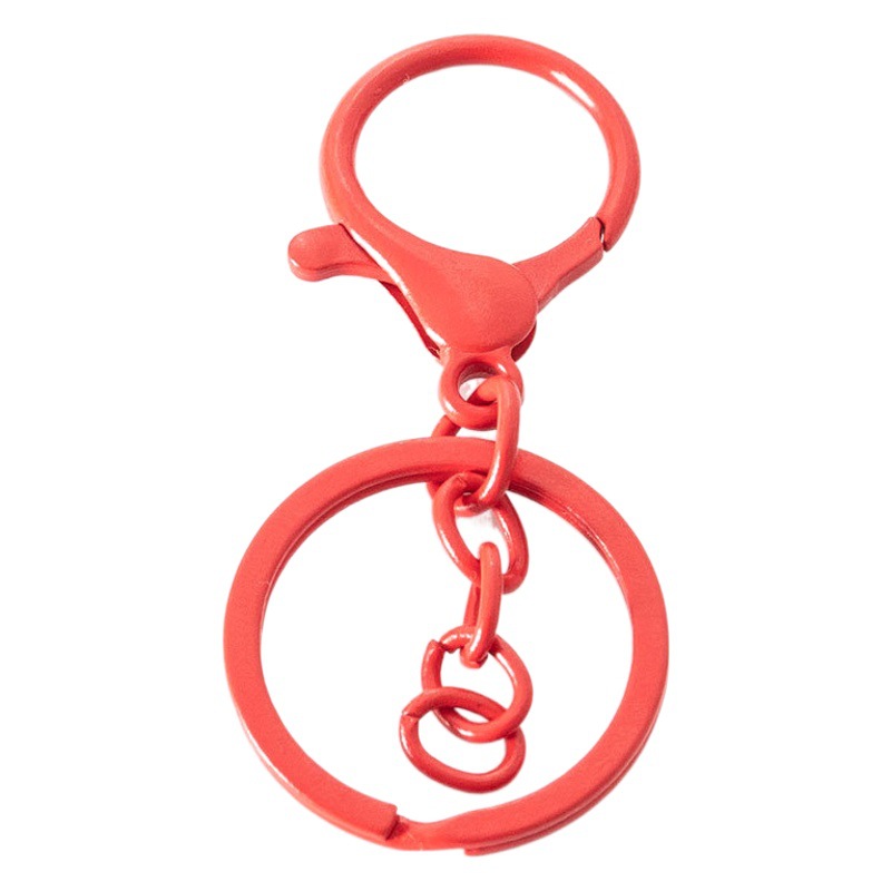 Paint lobster clasp three-piece key chain hanging metal key ring four chain diy jewelry pendant material accessories