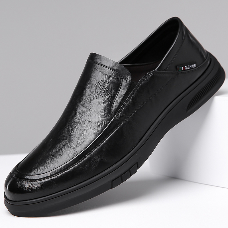 2024 Summer New Men's Business Casual Leather Shoes Men's Soft Leather Soft Bottom Cover Foot Single-layer Shoes Tow-wear Two-use Shoes 2297