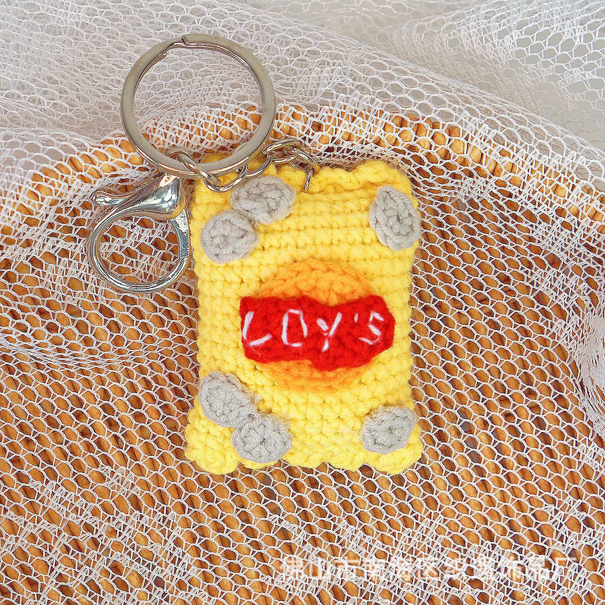 Picture of Handmade crocheted Cola package simulation food pendant creative wool woven small pendant keychain bag pendant