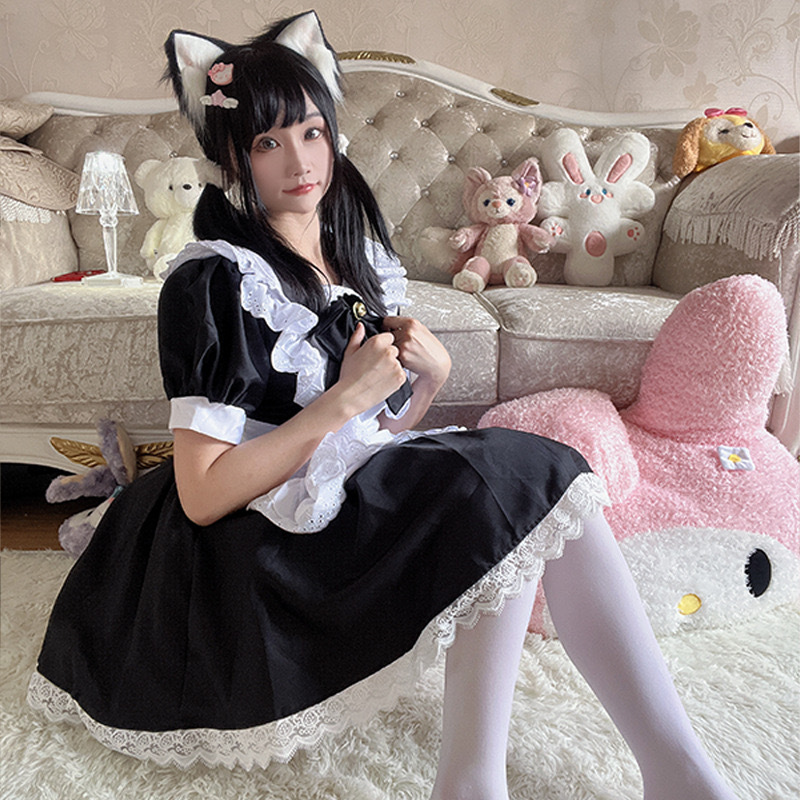 Picture of lolita maid uniform Japanese classic black and white maid outfit cosplay lolita Anime soft girl dress