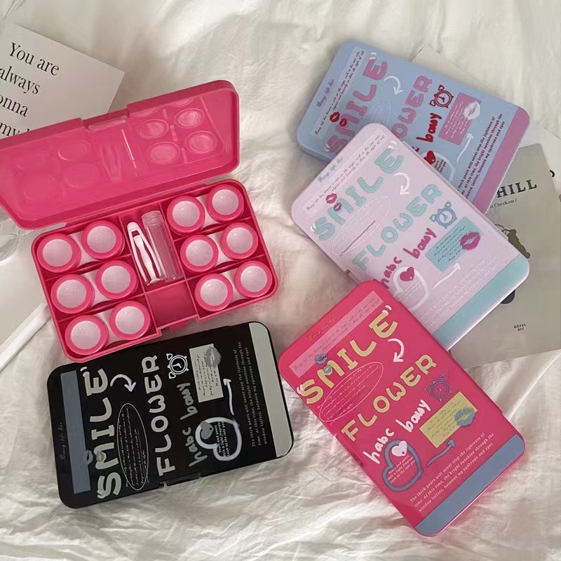 American High-Looking Contact Lens Case for Women with Multiple Pairs, Portable Storage Companion Contact Lens Case with Multiple Compartments