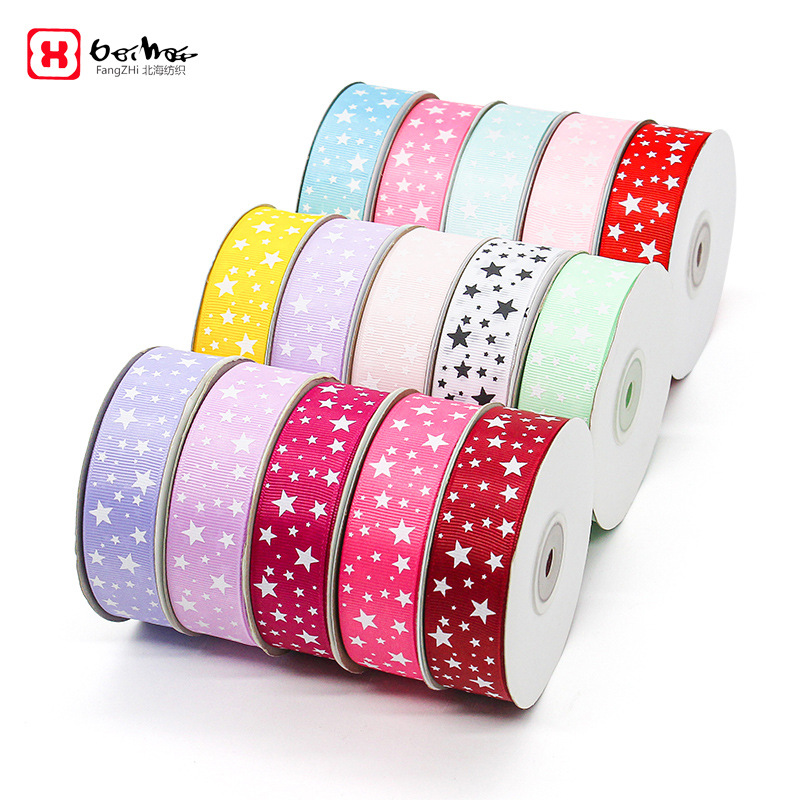 Factory wholesale 2.5CM printing star thread belt headdress hair accessories ribbon ribbon ribbon gift packaging ribbon