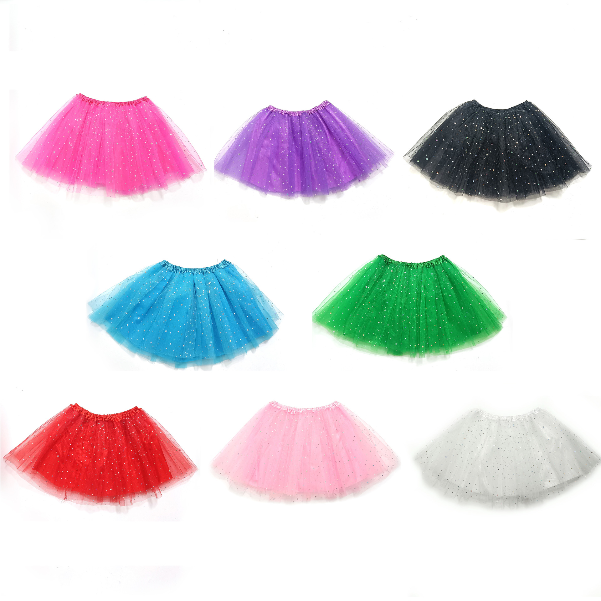 Spot Wholesale Adult Star Moon Sequin Tutu Ballet Practice Skirt Mesh Dance Performance Skirt