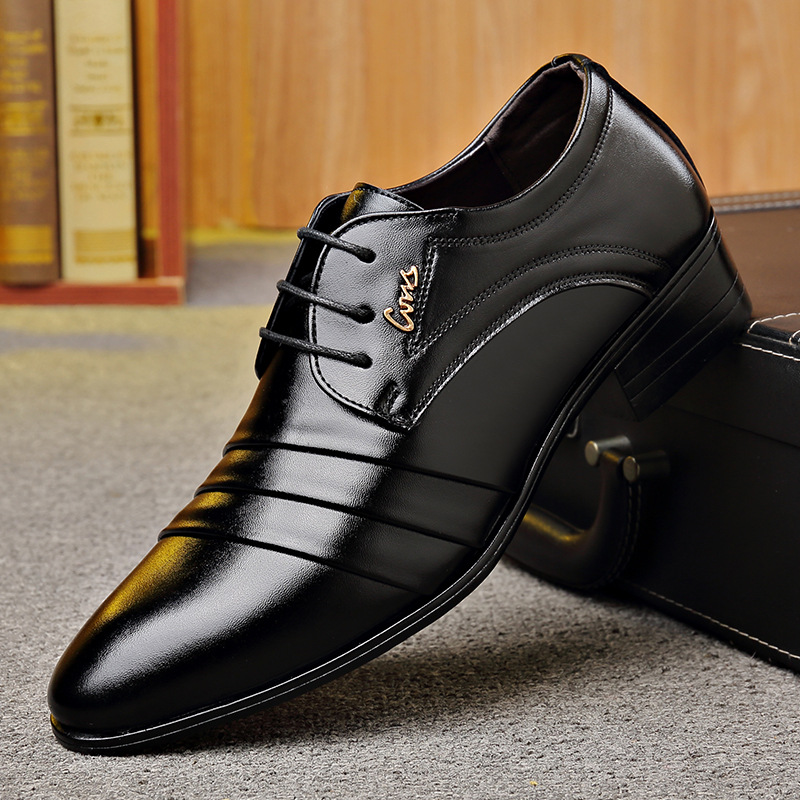TEMU Cross-border Southeast Asia Men's High-end Leather Shoes Men's Business Formal Casual Leather Shoes Lace-up British Groom Wedding