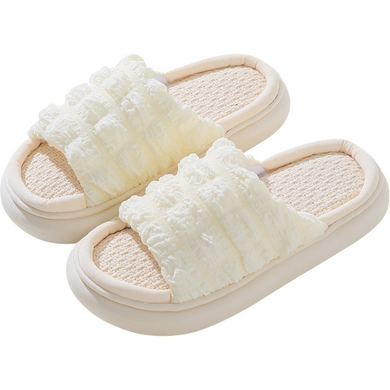 Linen slippers for women spring and autumn Four Seasons indoor home cotton linen shit feeling thick bottom home non-slip Summer men wholesale