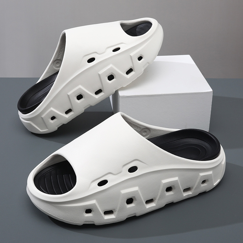 Slippers for Couples in Summer Thick-Soled Heightening Outer Wear Beach Slippers Eva Breathable Non-Slip Wear-Resistant Pure Color Sandals