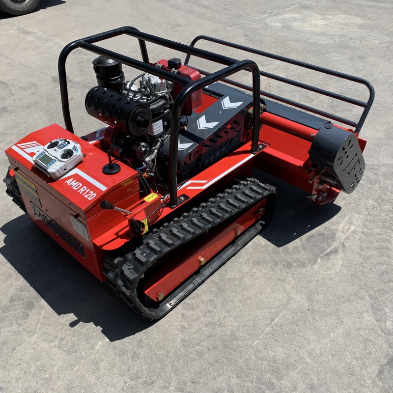 Agricultural Orchard Greenhouse Hillside Land Reclamation and Weeding Machine, Tracked All-Terrain Remote Control Lawn Mower Hightop