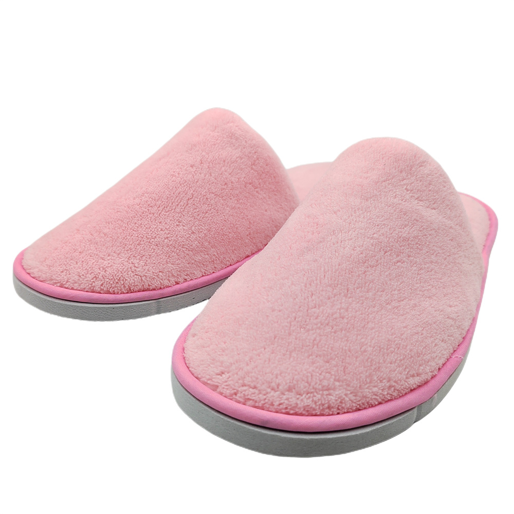 Picture of Disposable solid color coral fleece slippers hotel homestay couple slippers room hotel thickened slippers wholesale