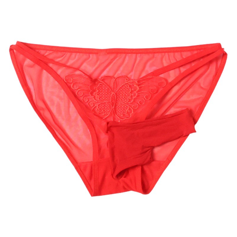 Low-Waist Mesh Men's Underwear Butterfly One-Piece U-Shaped Pouch Jj Set Ultra-Thin Transparent Sexy Briefs for Men