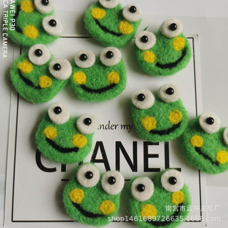 Wool felt handmade frog DIY poke hairpin hat clothing accessories material