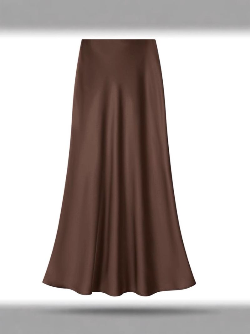 French Vintage Acetate Satin Skirt Women's Summer High Waist Bag Hip Fishtail Long Skirt High-End Slimming Large Swing Skirt