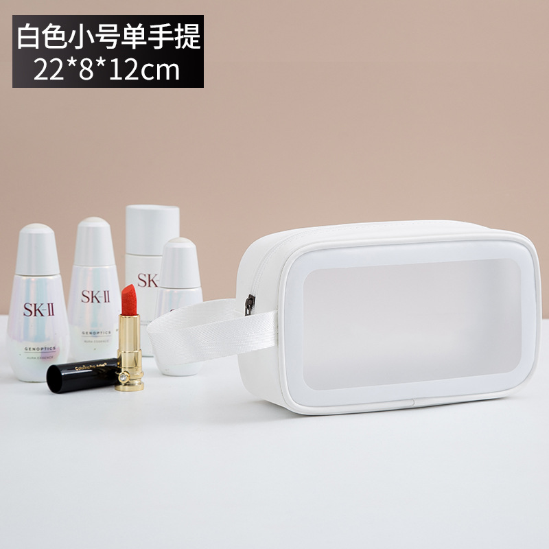 Picture of PVC Transparent Cosmetic Bag Simple Large Capacity Bath Bag PU Waterproof Portable Toiletry Bag Portable Travel Storage Bag