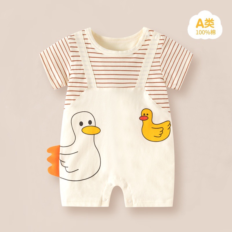 Picture of Internet Red Explosions Baby Cartoon Ha Clothes Summer Short-sleeved Baby Body Clothes Pure Cotton Thin Children's Wear Cross-border Special for Cute