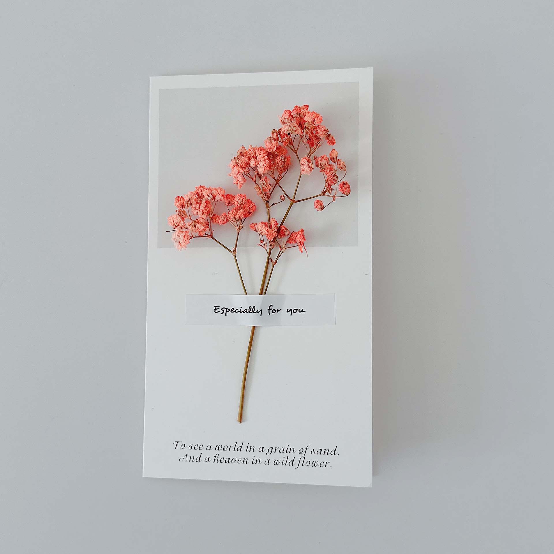 Picture of Gypsophila Dried Flower Greeting Card Birthday Greeting Card Creative Handmade Card Mid-Autumn Festival Handwritten Creative Universal Greeting Card