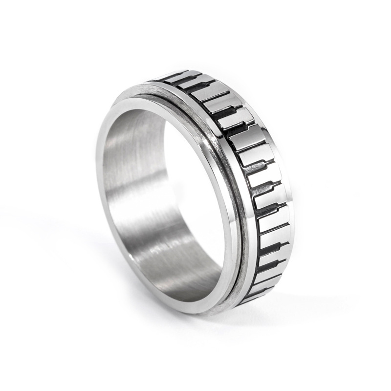 European and American tide brand piano ring titanium steel men's simple female personality domineering rotating stainless steel tide jewelry wholesale