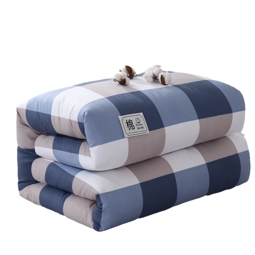 Xinjiang cotton quilt looper removable and washable plaid water-washed cotton double quilt student single dormitory cover pad quilt core