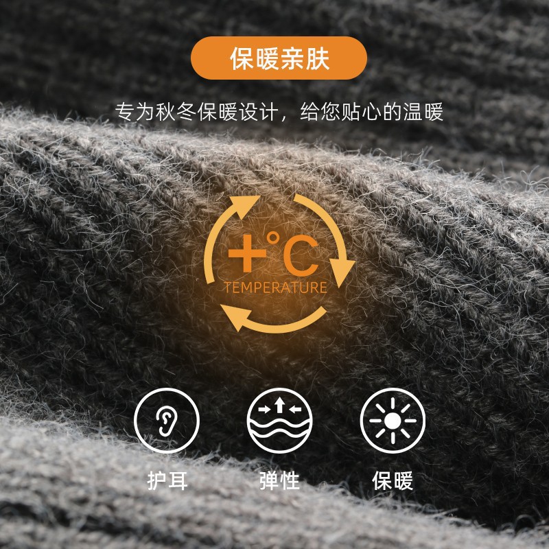 Picture of Winter Warm Hat Cross-Border Men's Knitted Hat Middle-Aged and Elderly Dad and Elderly Hat Plus Velvet Thickened Ear Protection Woolen Hat