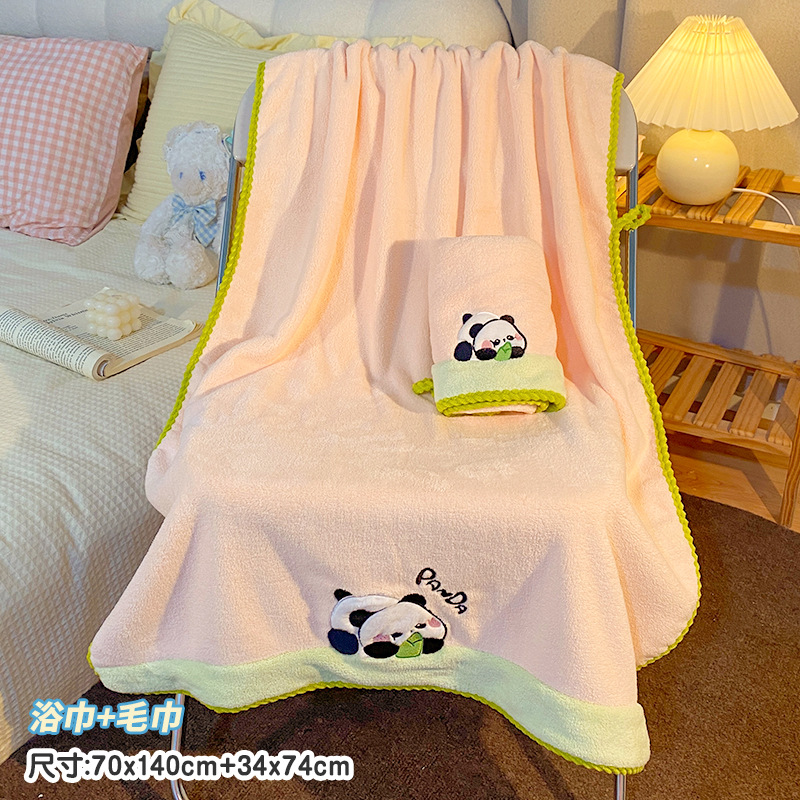 Bear Coral Velvet Towel Drying Cap, Absorbent Quick-Drying Bath Towel, Cartoon Hair Drying Towel, Bath Towel, Head Towel with Printed Logo