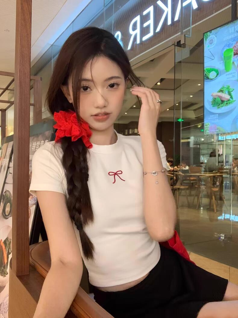 [40 210g fine cotton 95% cotton + 5% spandex back collar] Spice Girls Pure Desire Wind Short Sleeve T-shirt Women's Short White
