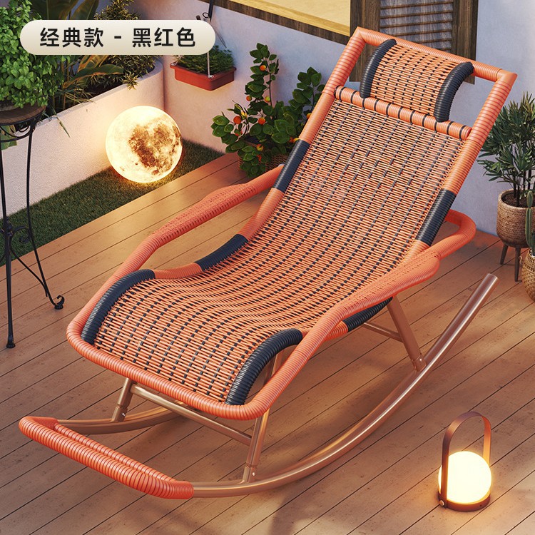 Picture of Imitation Rattan Rocking Chair for Adults, Lunch Break Balcony, Home Leisure, Sleeping and Lying, Summer Living Room, Leisure Lounge Chair for the Elderly