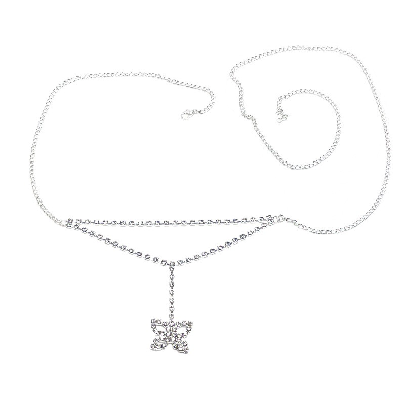 Picture of European and American clothing accessories fashion water drop bow rhinestone waist chain popular elements personality simple sexy body chain