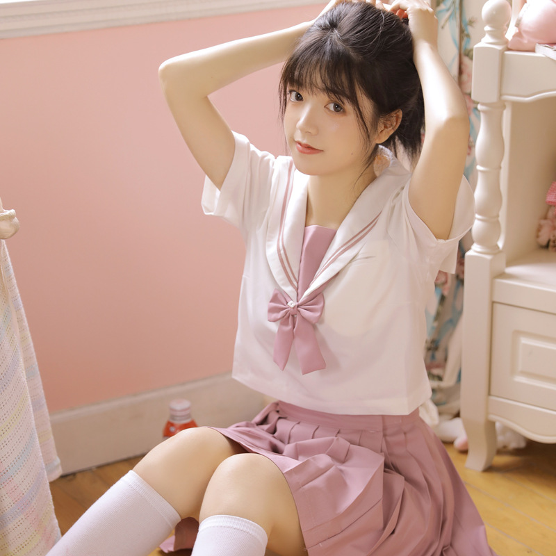 Picture of Japanese Sailor Suit Orthodox Soft Girl JK Uniform Skirt Red Magnolia Japanese Long Sleeve Middle Service Internet Celebrity Student Suit